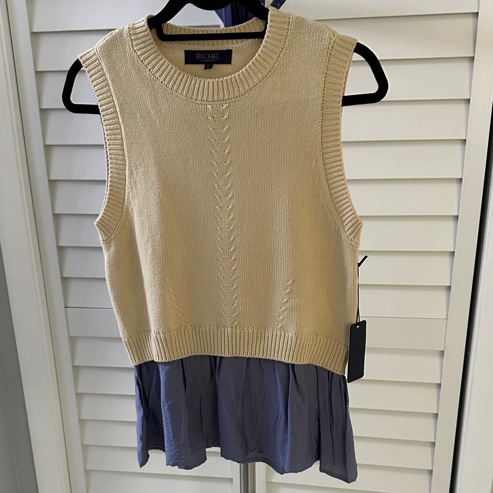 Tan and Denim look Layered Sweater Tank Top
